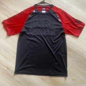 Harley Davidson Red Black Performance Short Sleeve Shirt